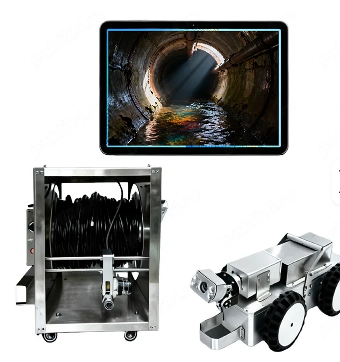 Robot Profesional Inspecție Conducte 260 mm   CCTV PAN TILT, Cablu 200 m