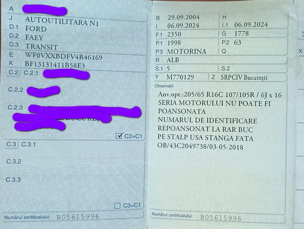 Ford Transit fără talon