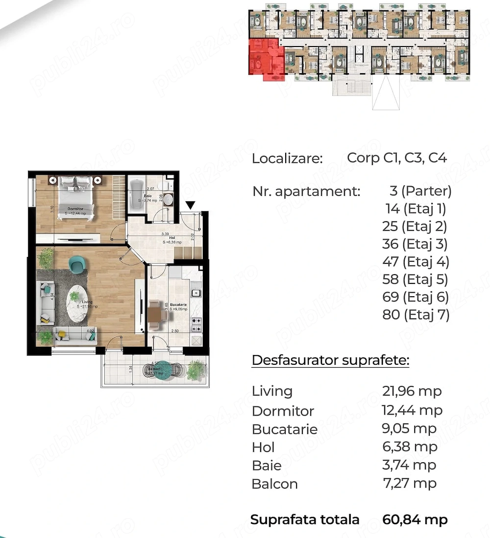 Vând două apartamente de două camere 