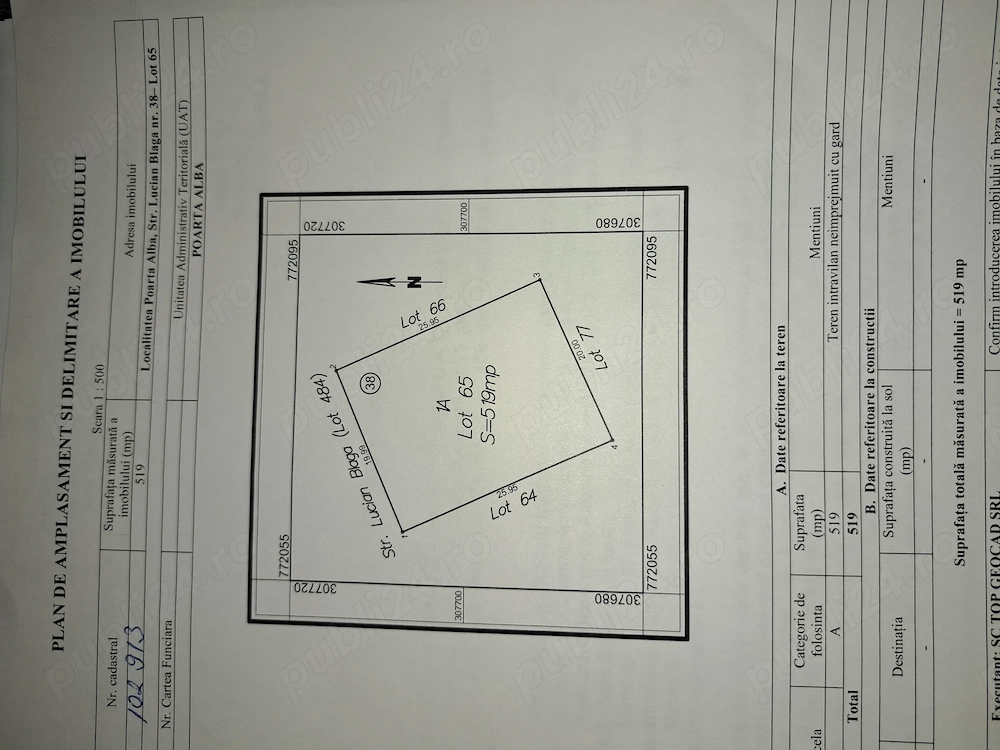 Vând teren intravilant