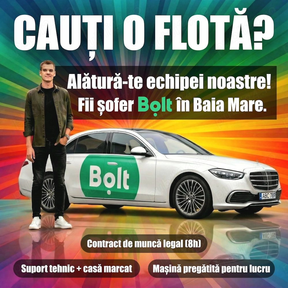 Angajez șofer Bolt Uber   contract 8h   mașină colantată