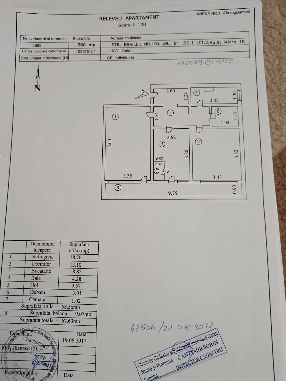 Vând apartament cu 2 camere decomandat, s.t. 67,63 mp Micro 18