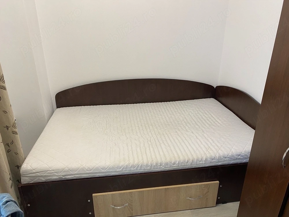 Pat de o persoana cu saltea si lada depozitare 