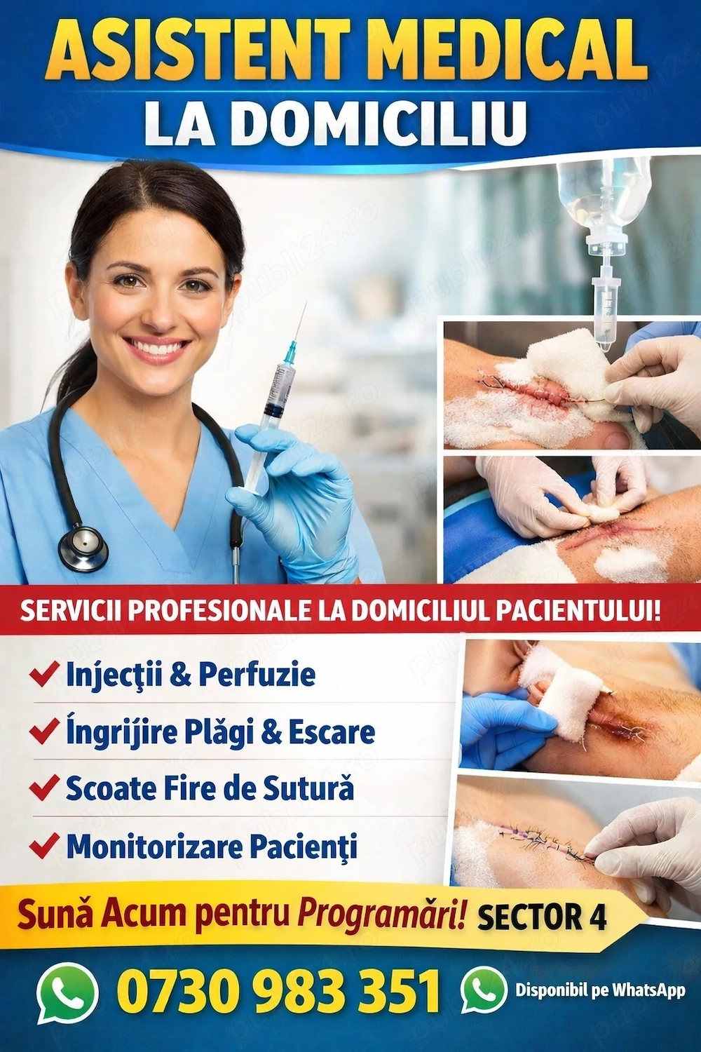 Asistentă medicală ofer servicii la domiciliu 