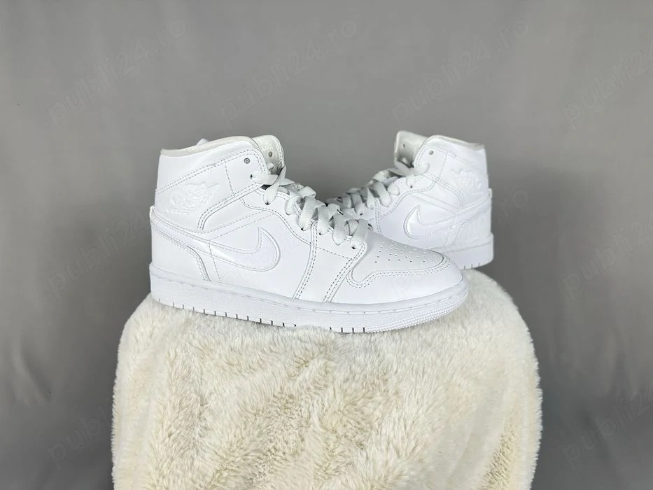 Pantofi Sport Air Jordan 1 Mid Albi Full White Clasic-100% Originali