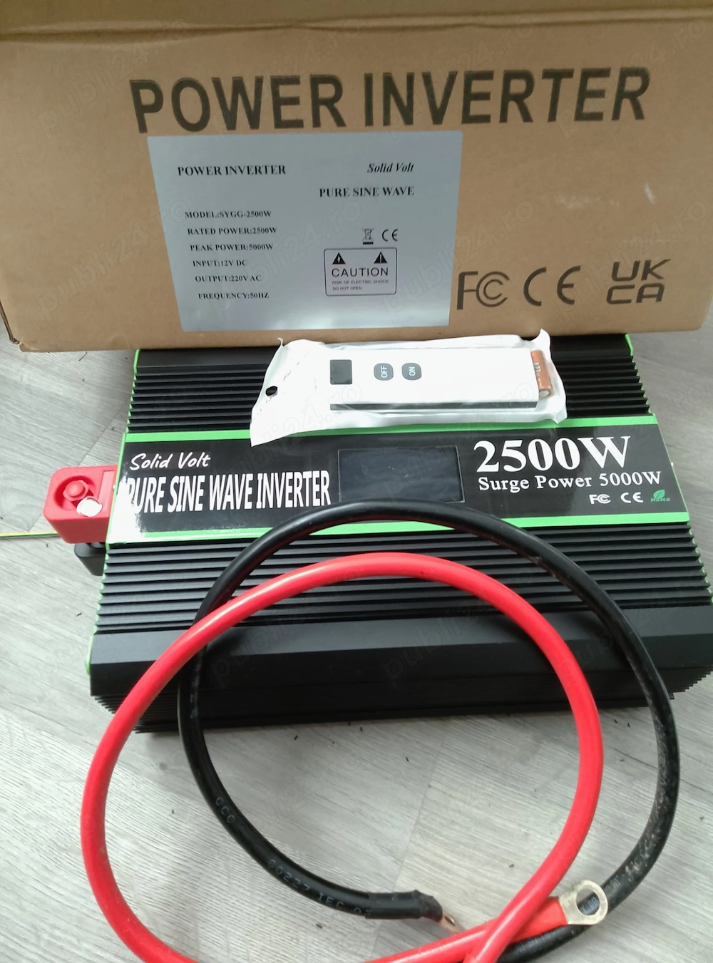 vand invertor:hibrid 12v 2kw 100a.12v-220v 2500w varf de 5000w cu telec.2controlere pv.6 pv de 200w