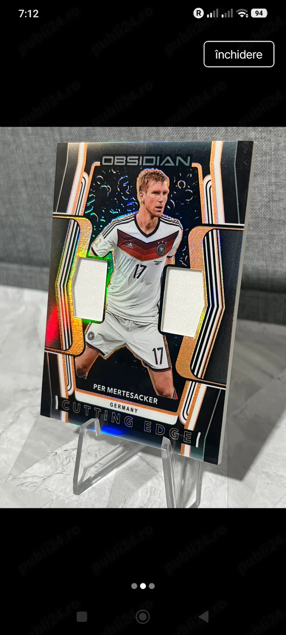 Cartonaș cu Patch Dublu Per Mertesacker - Panini Obsidian Cutting Edge 45 50 - Germania - World Cup