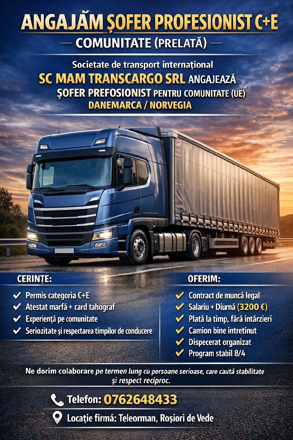 angajez sofer profesionist c ce