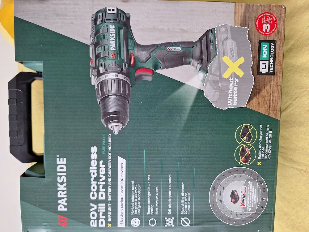 Bormasina - Masina de gaurit si insurubat, Parkside PABS 20-Li I9