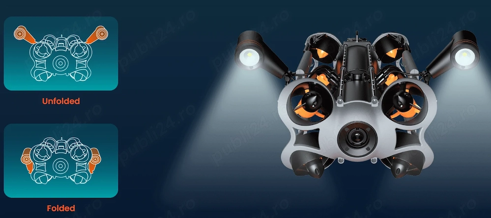Dronă Subacvatică Profesională   200 m Adâncime | ROV Industrial Modular