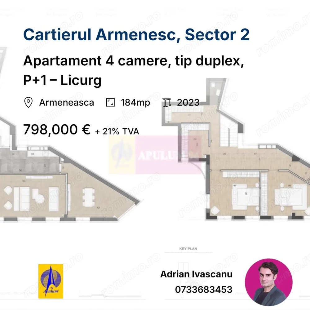 Apartament 4 camere, tip duplex, P+1 – Licurg