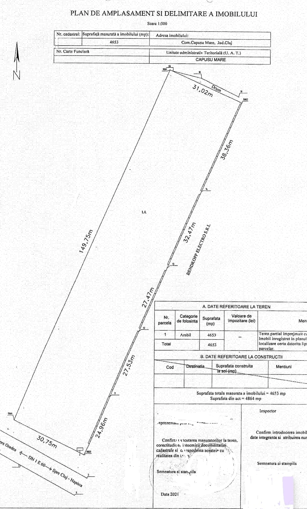 De vanzare teren Capusu Mare DN1 E60, 4653 mp