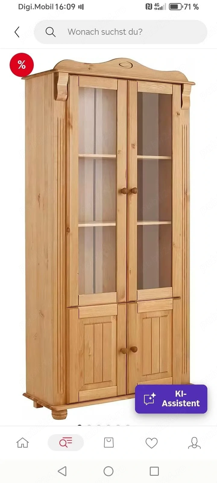  Vitrina din lemn de vânzare 