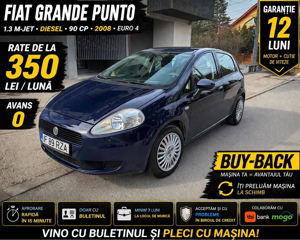 Fiat Punto 1.3 Multijet Diesel 2008 | 75 CP | 211.000 km reali | Garanție 12 luni