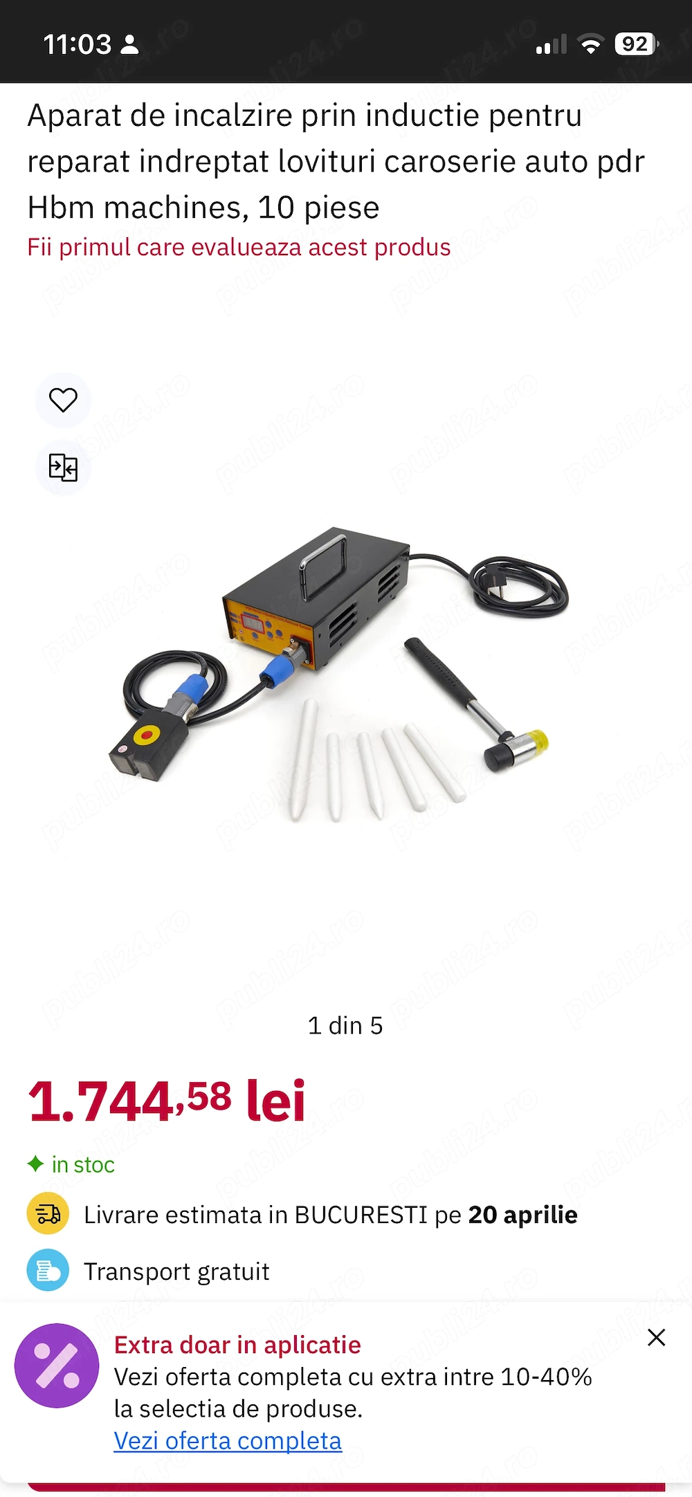 Aparat de îndreptat auto prin inductie