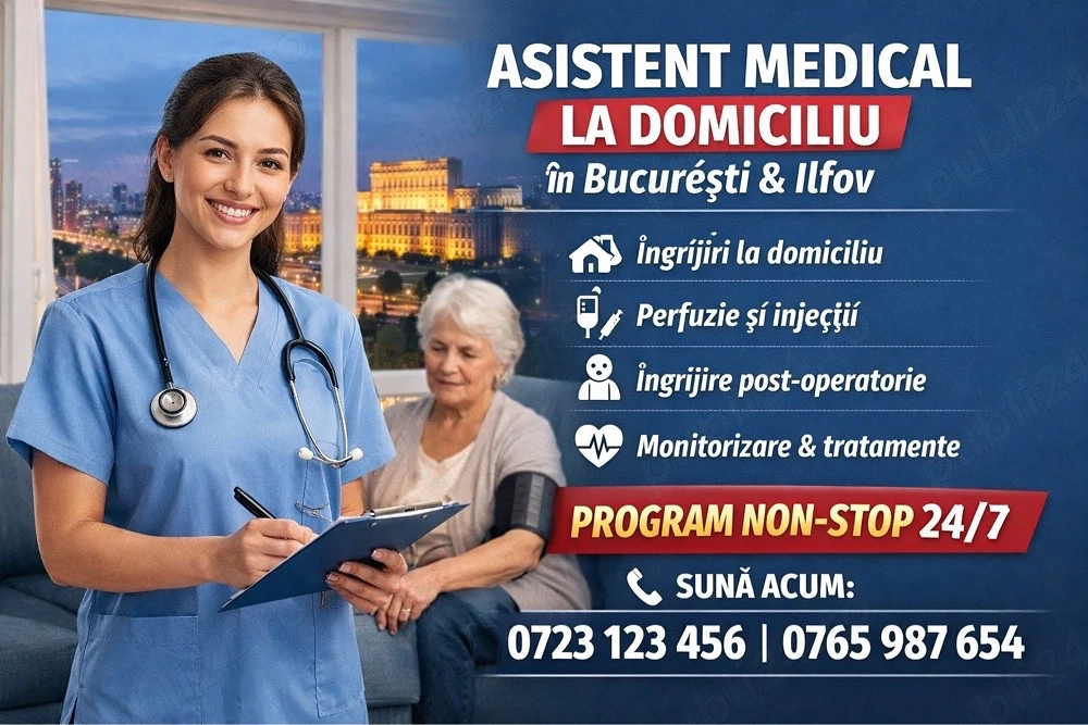 Asistent Medical la Domiciliu Bucuresti Ilfov 24 24