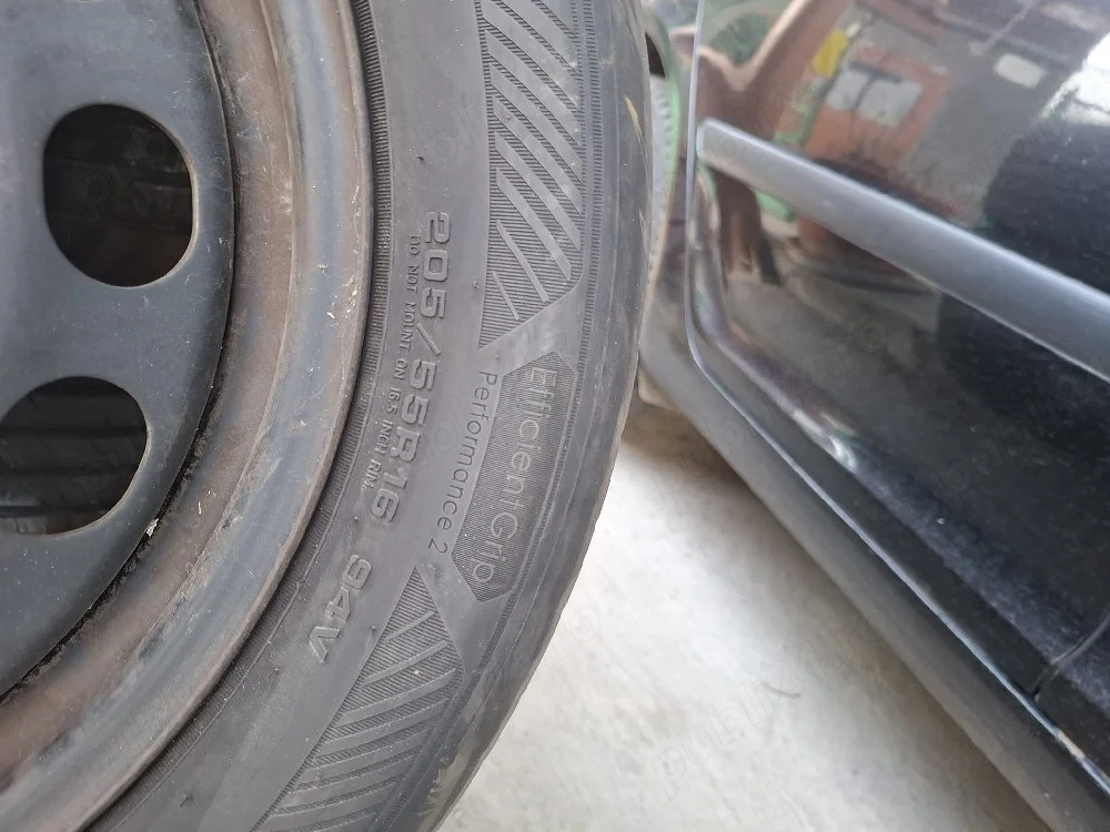 roti echipate cauciucuri de vara si genti de tabla cu capace 205 55 16