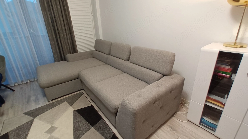Canapea de colt extensibila 260x165x94 gri, stare excelenta