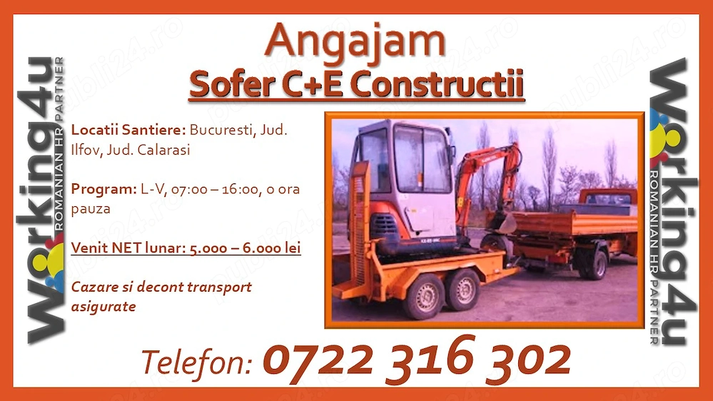 Sofer C + E Transport Utilaje si Materiale pentru Constructii
