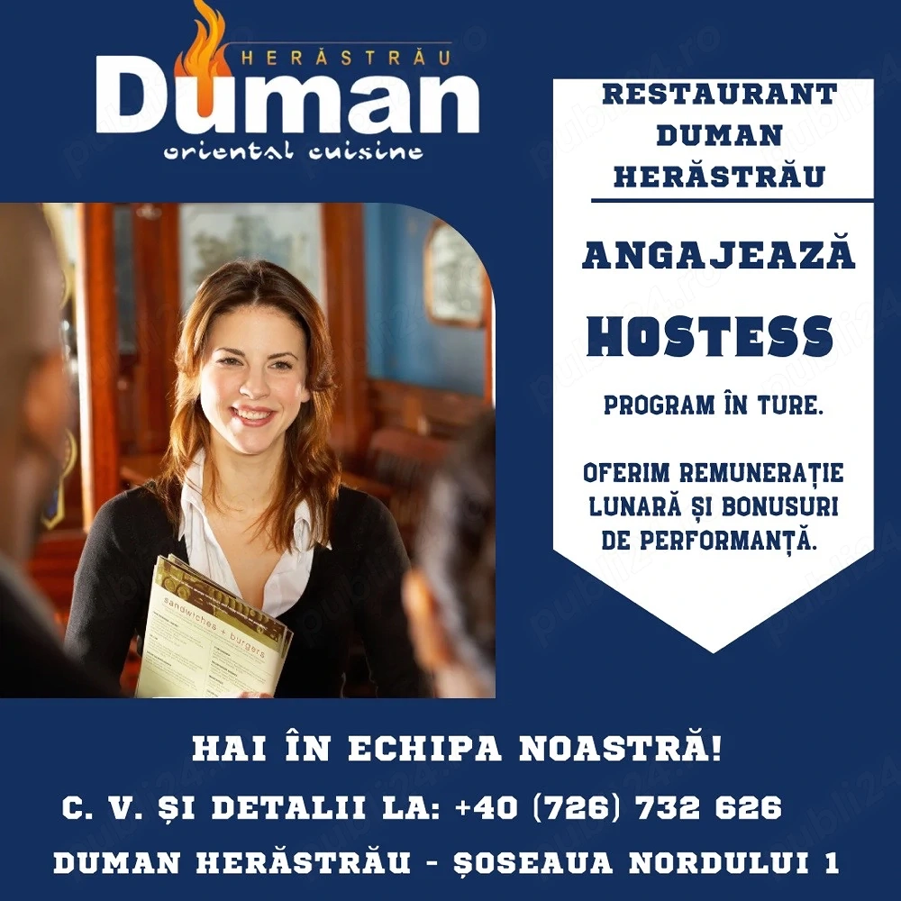 Hostess restaurant oriental full-time