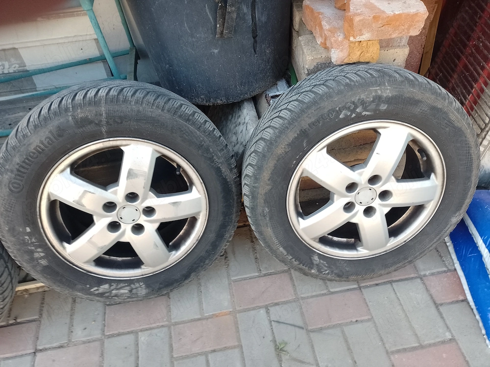 Vând jante aluminiu Skoda Octavia 5x100 cu cauciucuri 195x95x15 cu 2 cauciucuri Continental bune 
