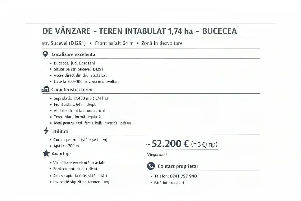 vanzare teren