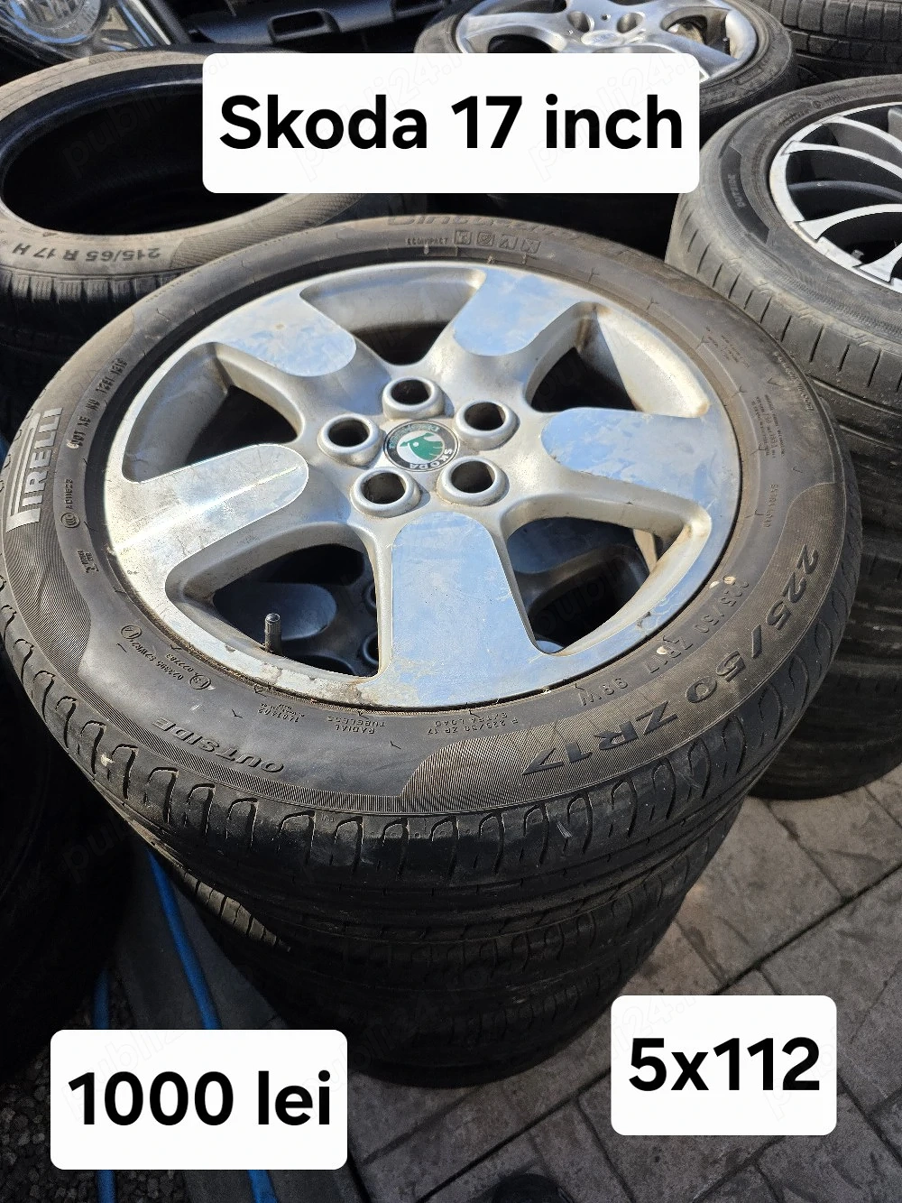 Set 4 jante aliaj 5x110 echipate cu anvelope vara Pirelli 225/50/17 