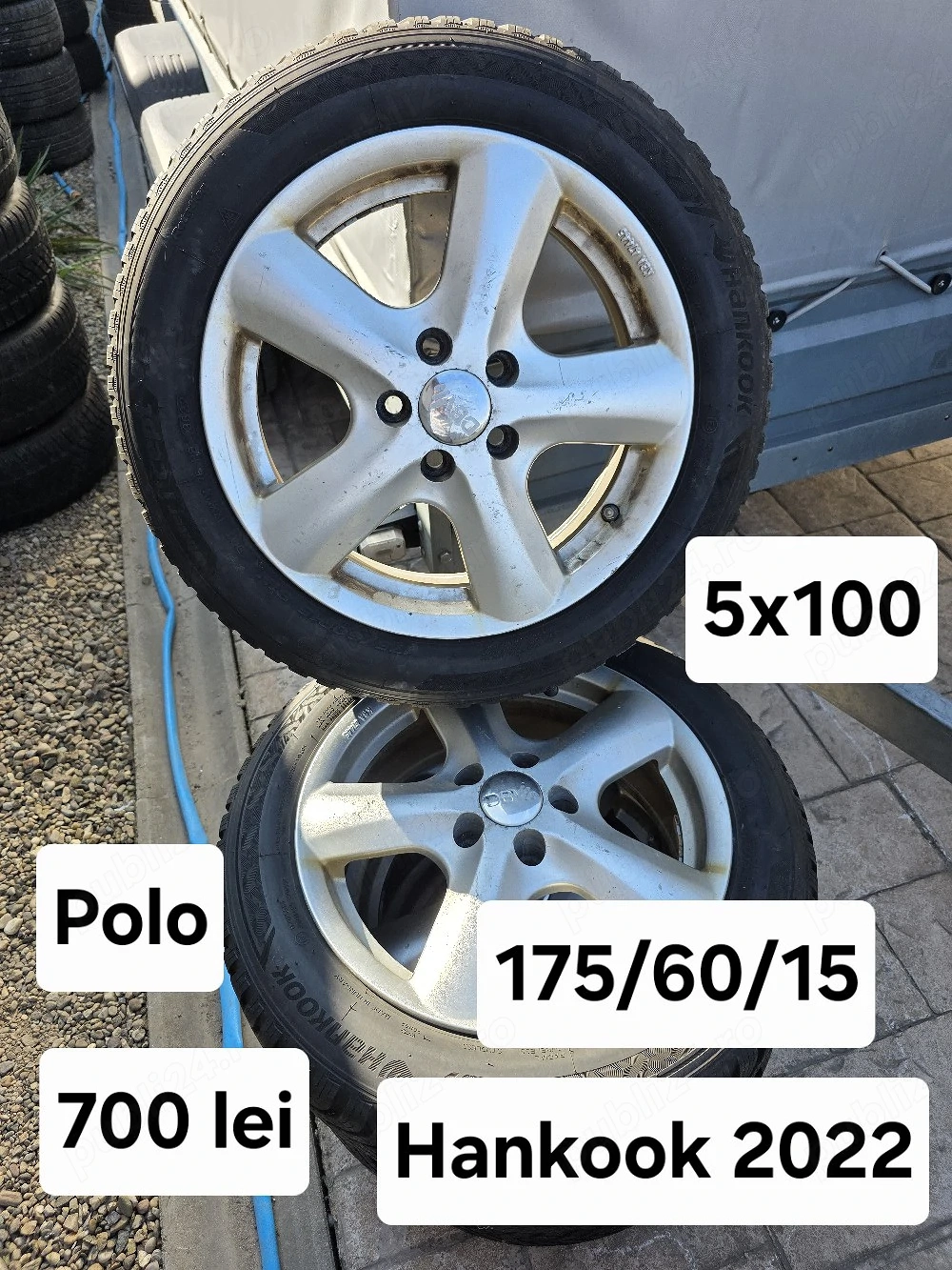 Set 4 jante aliaj 5x100 echipate cu anvelope MS 175/60/15 Polo Ibiza Fabia