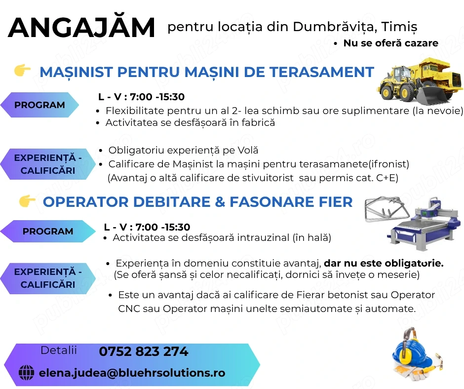 Angajam - VOLIST(cu experienta) si OPERATORFASONARE SI DEBITARE FIER (cu sau fara experienta) 