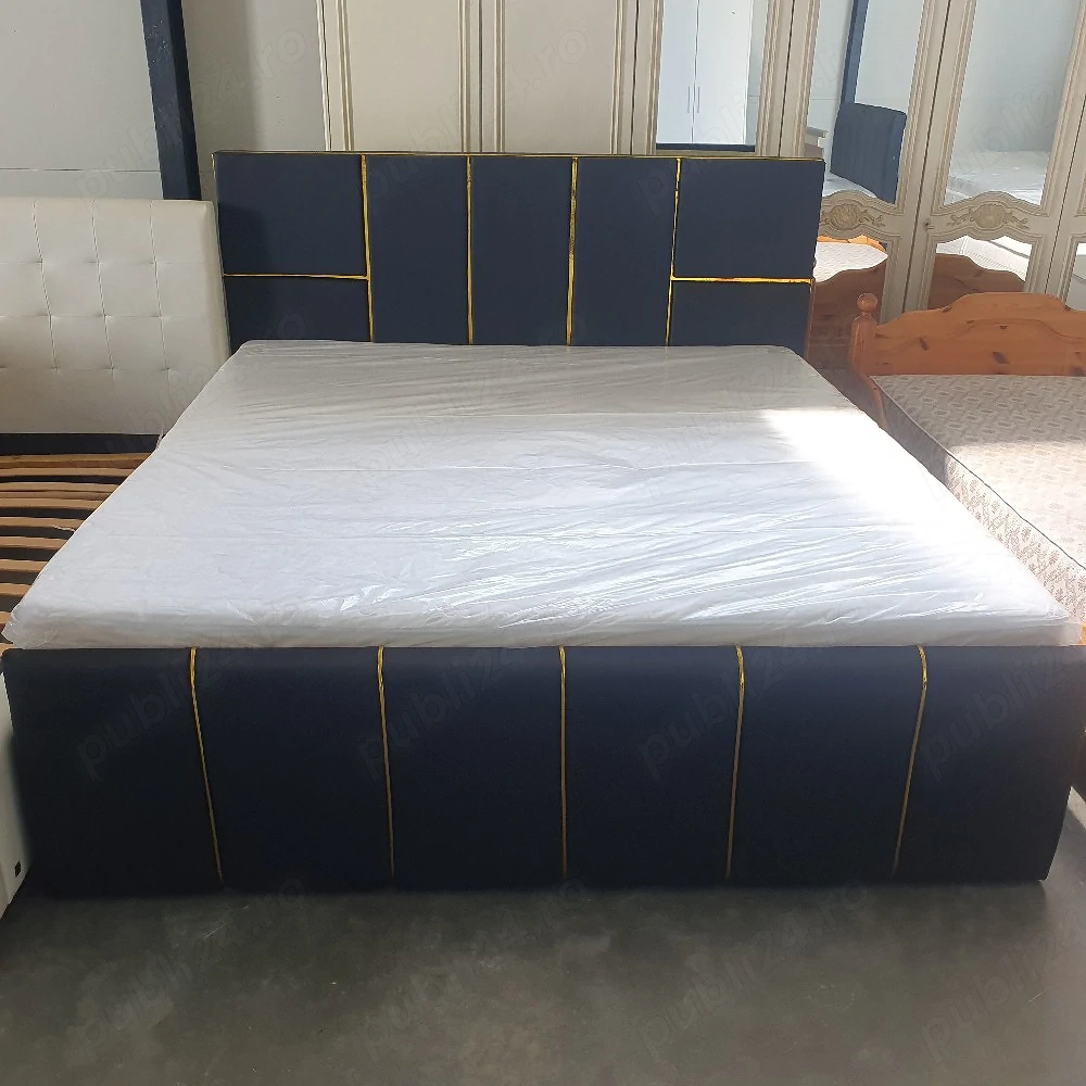 Pat dormitor tapițat piele 1.80m 2m+saltea 