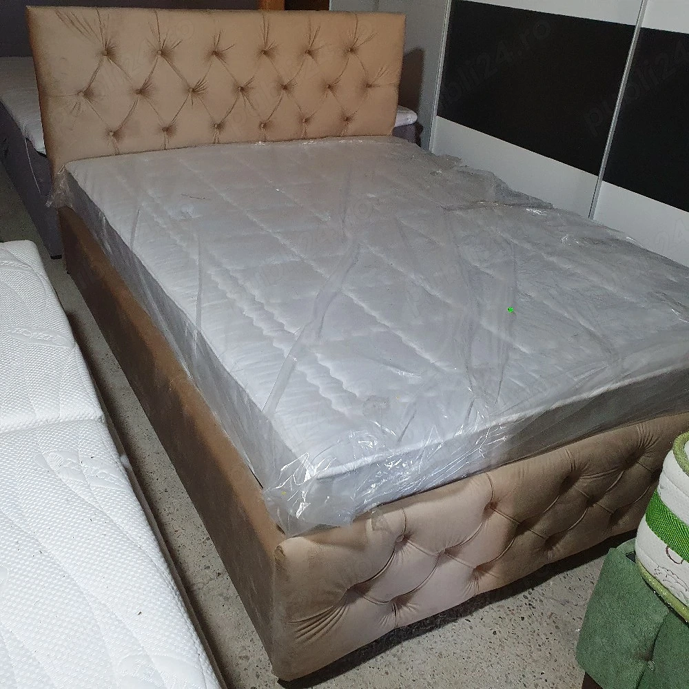 Pat dormitor tapițat 1.40m 2m+saltea 