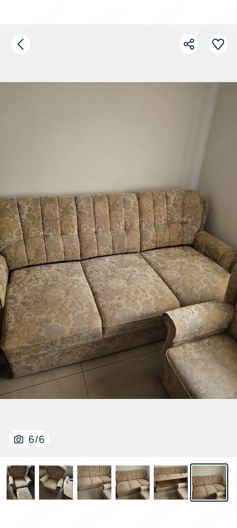 Vând canapea+2 fotolii 