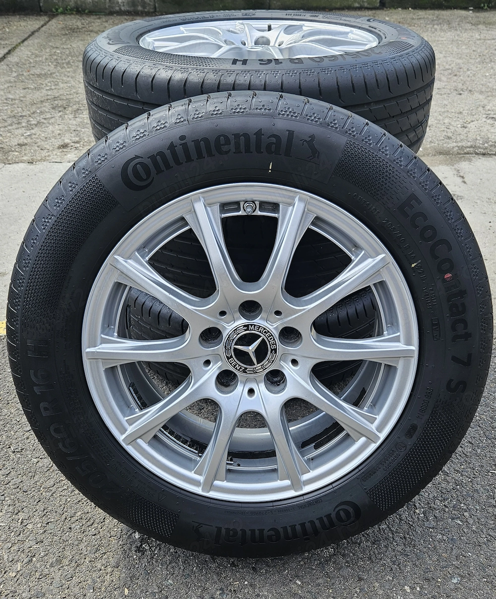 4 Jante Mercedes cu anvelope 2025 Continental rulate 1500 km 205/60 R16