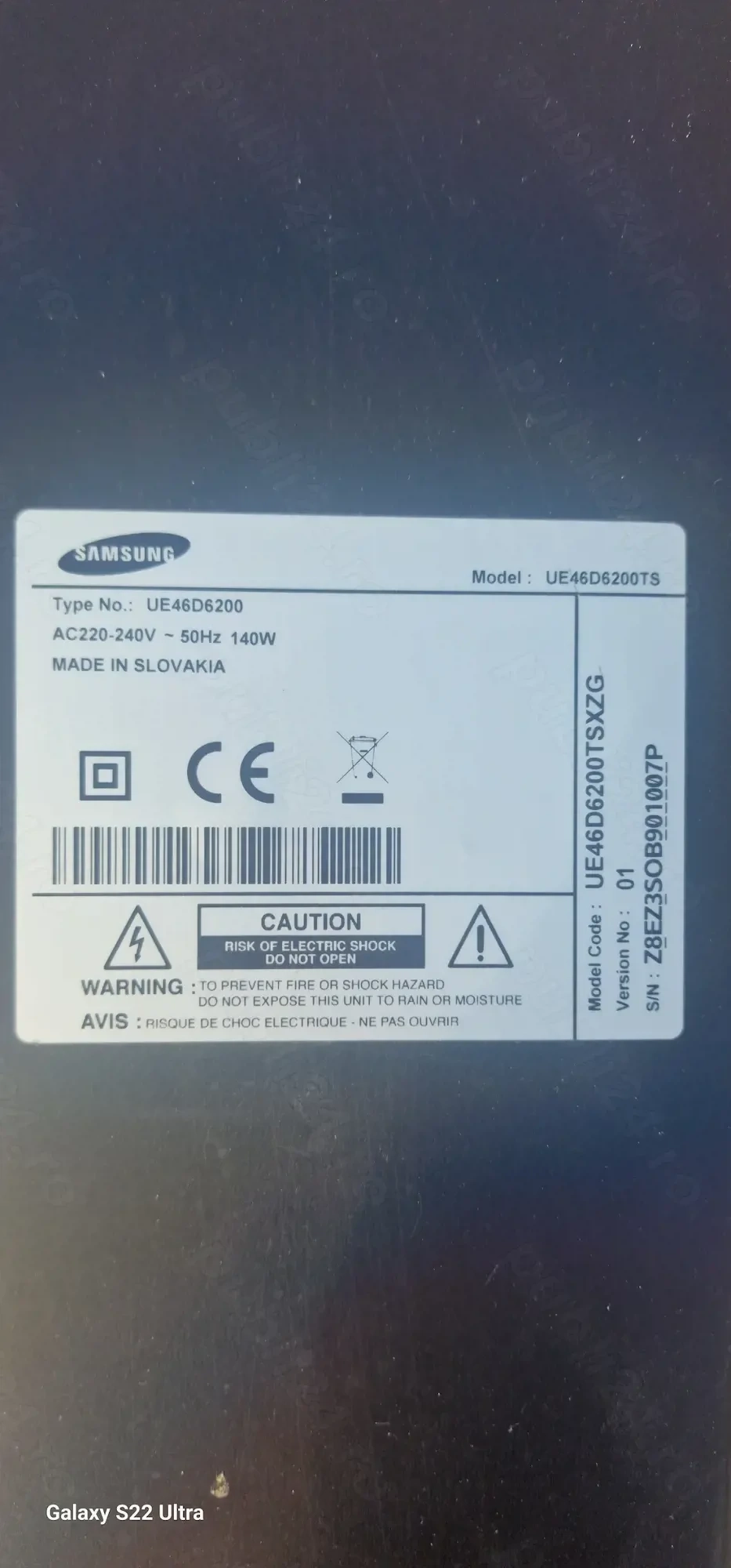 Samsung UE46D6200TSXZG defect