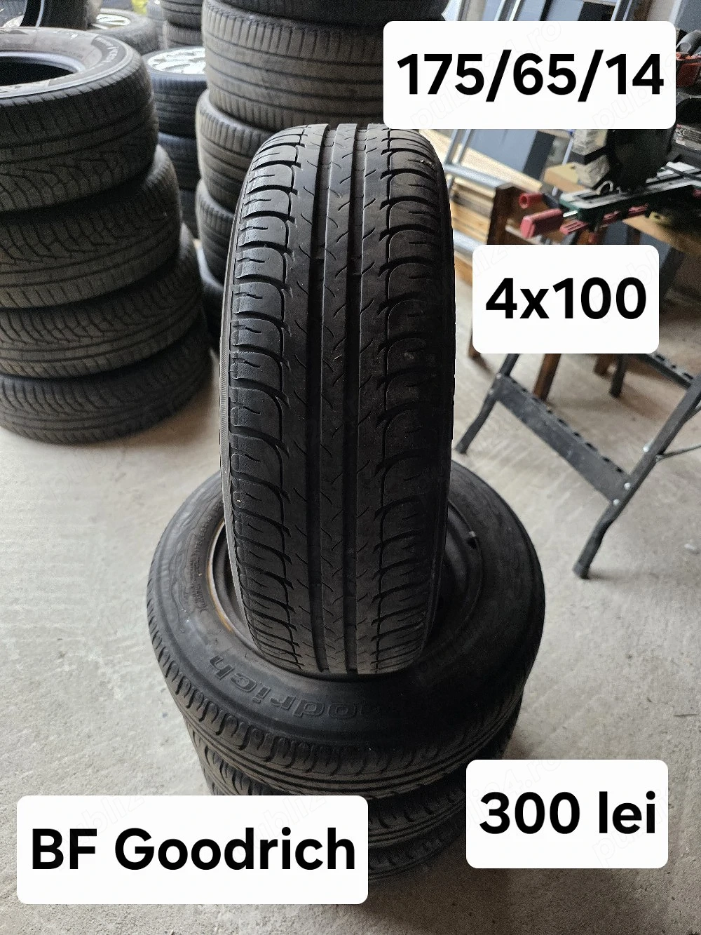 Set 4 jante otel 4x108 cu anvelope 175/65/14 Ford Peugeot