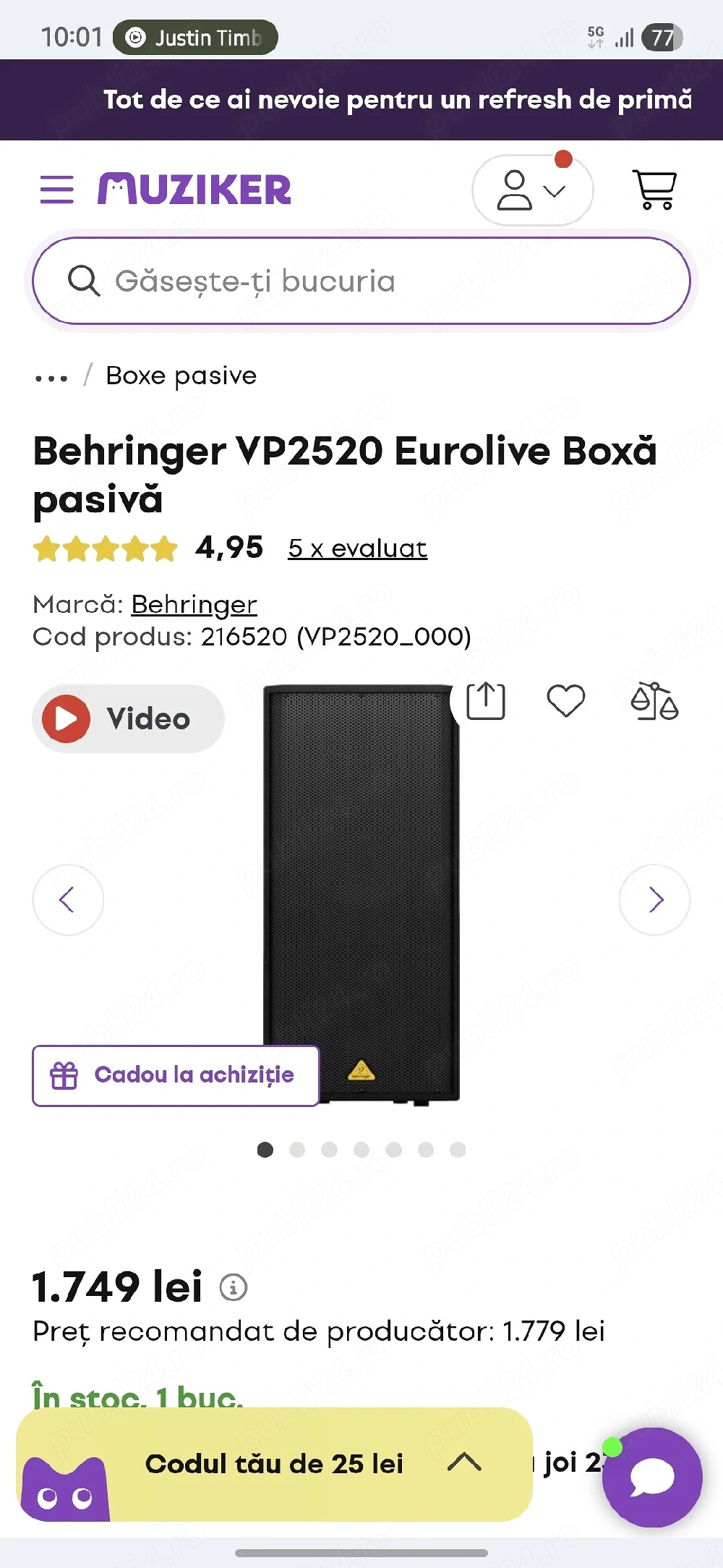 Boxă pasiva in 2 căi cu garantie și bon fiscal