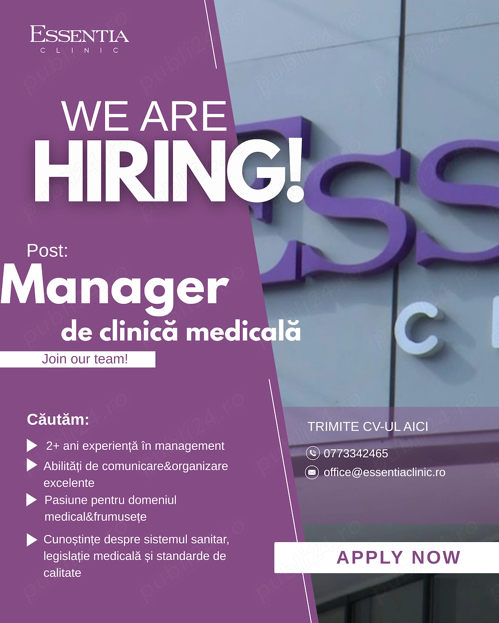 Angajam manager clinica medicala