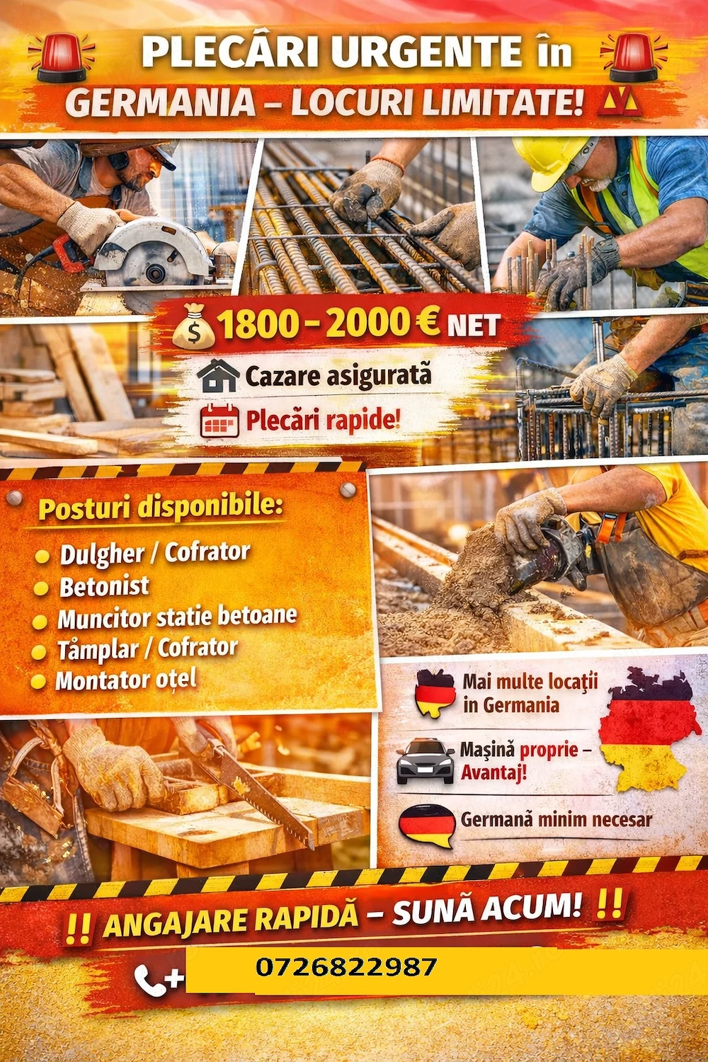 Angajăm Personal Prefabricate în Germania!  Transport asigurat