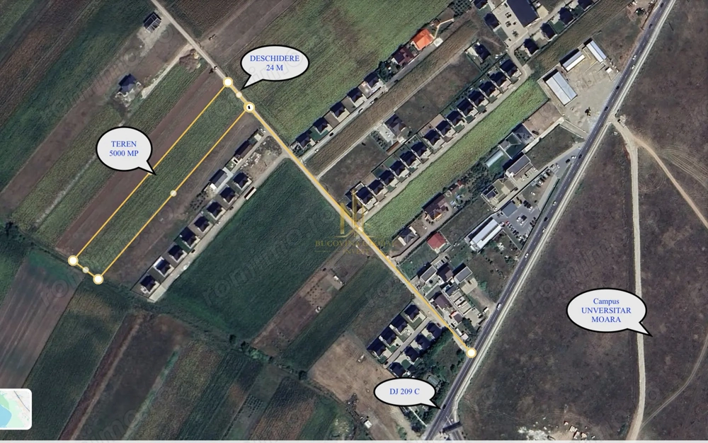 Teren intravilan -5.000 mp  în apropiere de Campusul USV Moara