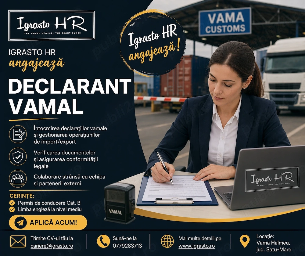 Igrasto HR angajeaza Declarant Vamal