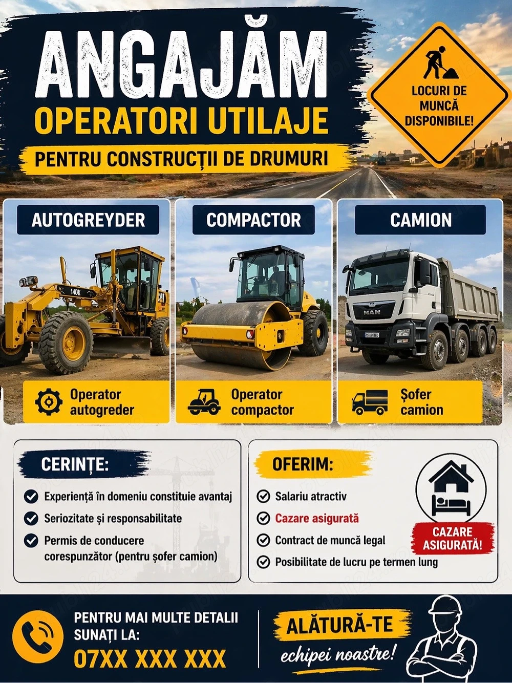 angajam operator camion compactor autogreyder 