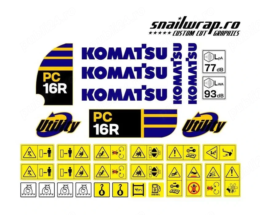 Stickere autocolante Komatsu PC14R 16R WB97R 93R SK510 815 SK05J 07J