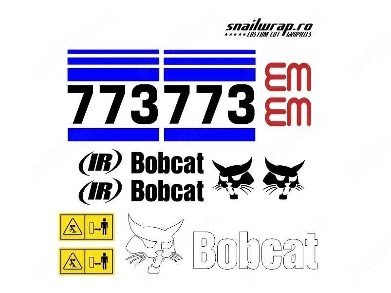 Stickere Bobcat, Komatsu, CAT, JCB, Case, Fiat, John Deere, Ammann