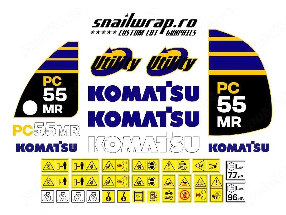 Stickere autocolante Komatsu PC18-20MR PC26-27MR PC30-35MR PC50-55MR