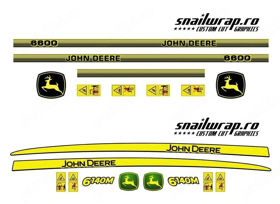 Stickere autocolante John Deere 6600, 6800, 6900, 6140M, 6150M, 6135M