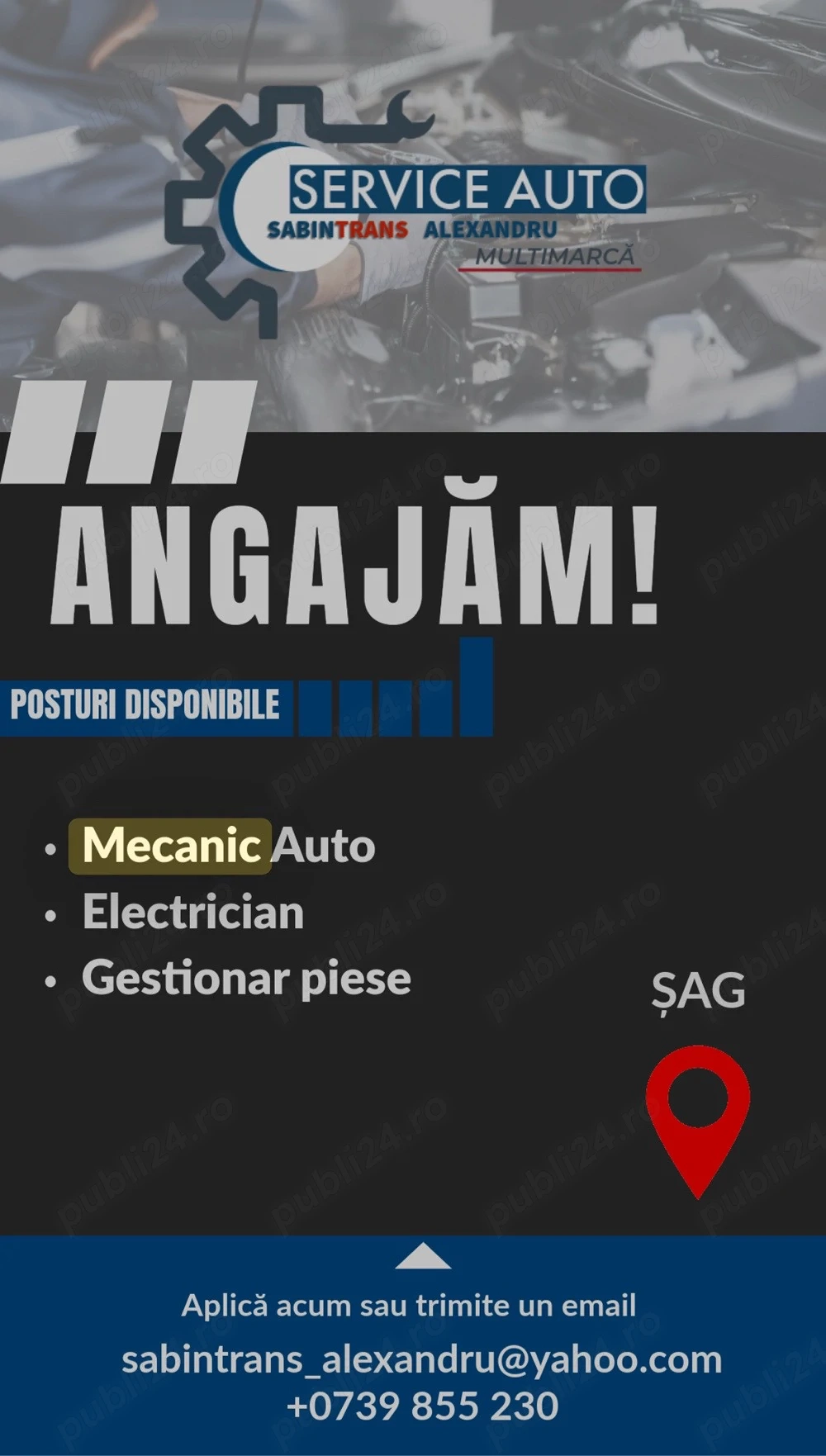 Angajăm Mecanic Auto in comuna Șag 