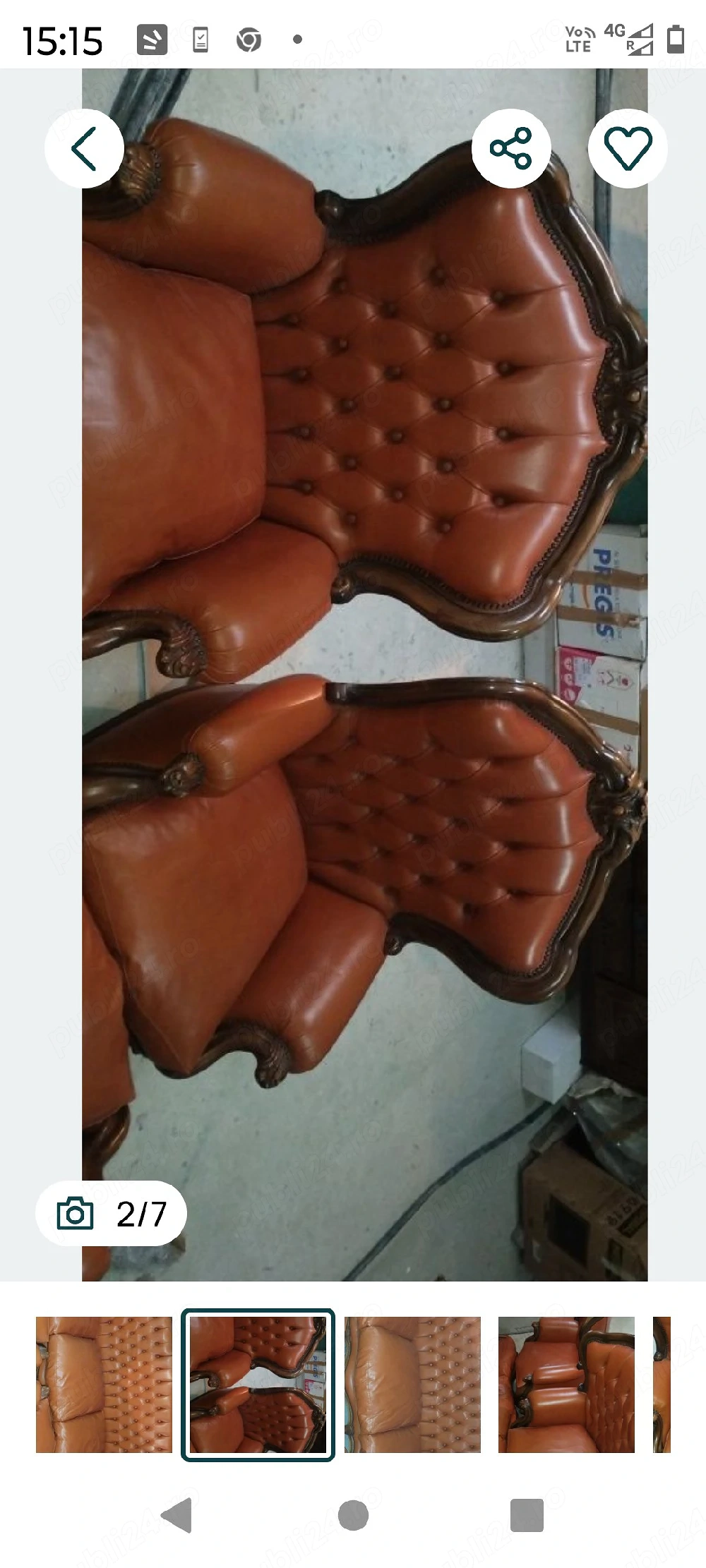 Set divan si fotolii tip cesterfield in piele