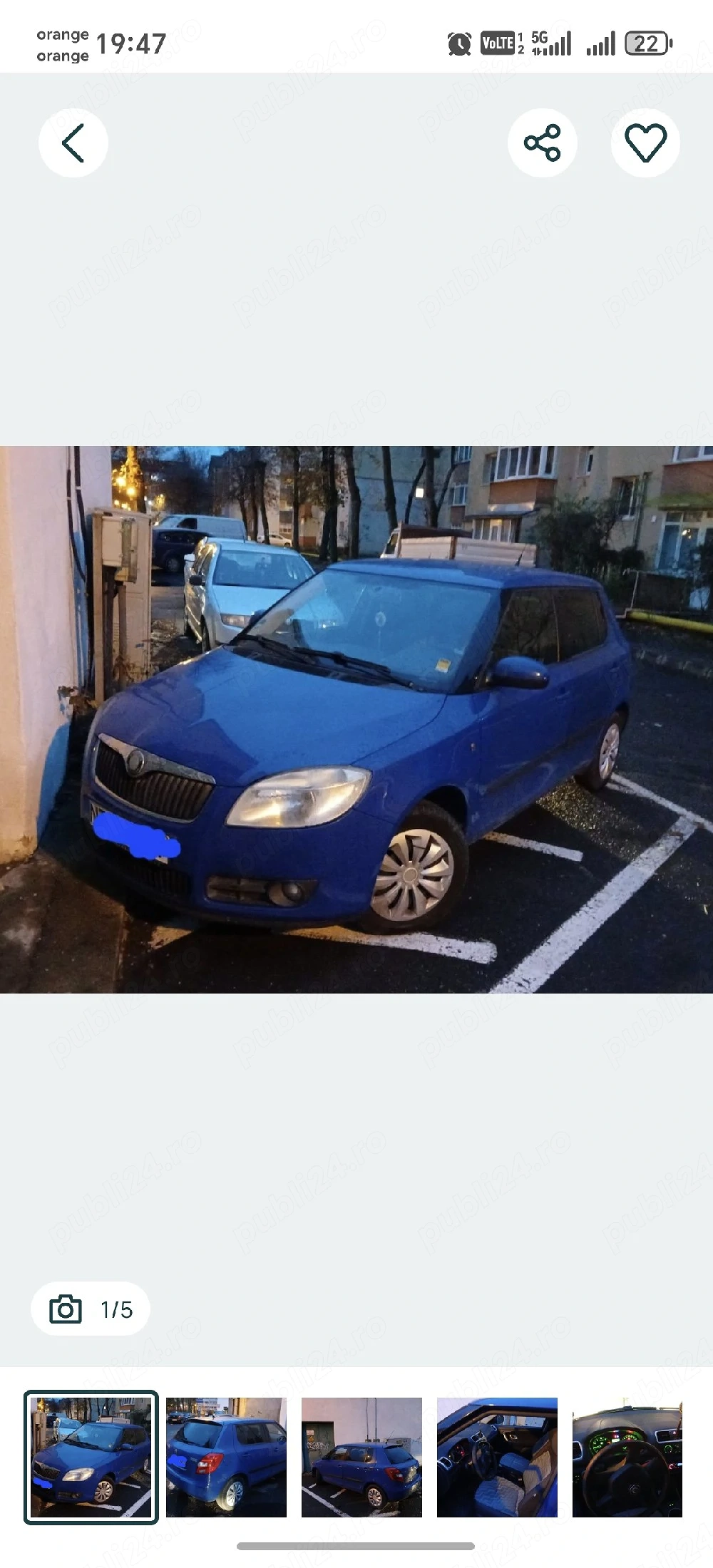 Vand Skoda Fabia 1.2 an 2011 2600eur