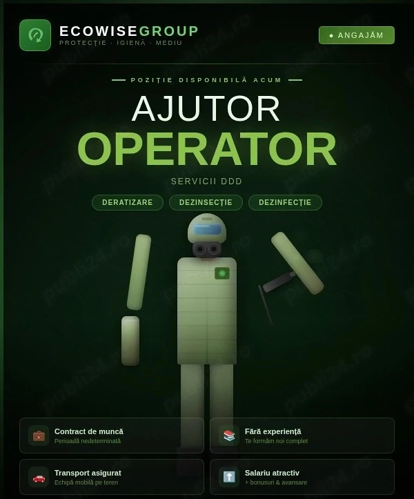 Angajam baiat tanar ajutor Dezinsectie si Deratizare
