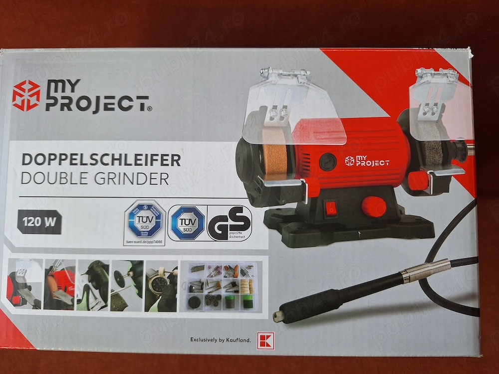 Polizor dublu pentru banc cu freza prelungitor flexibil si accesorii